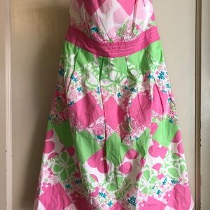 Lilly Pulitzer Strapless Sundress sz 0 Pink Lion